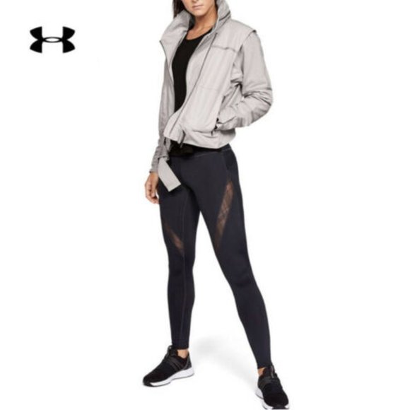 NWT $180 UNDER ARMOUR Women L Generation Moto Hooded Jacket in Earth Gray - Picture 2 of 11